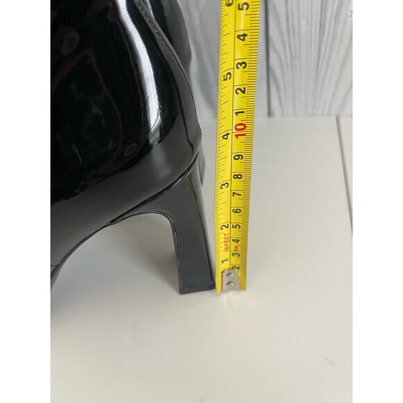 Zara Square Heeled Tall Patent Leather Boots Size 9 (40) - Picture 6 of 13